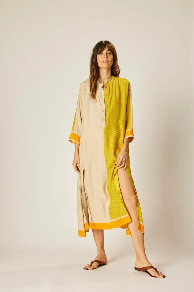 Isobel Dress Block Zigzag Tangerine Women Natalie Martin Coverups