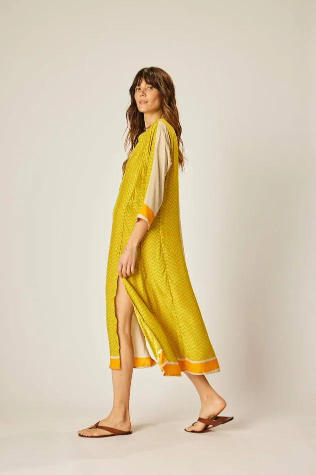 Isobel Dress Block Zigzag Tangerine Women Natalie Martin Coverups