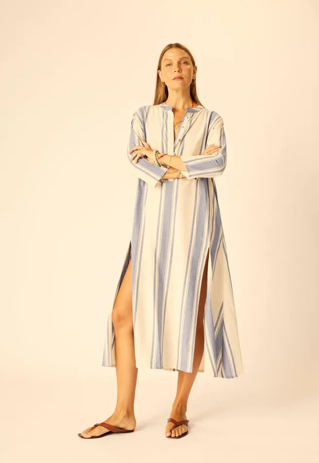Isobel Dress French Stripe Blue Women Natalie Martin Coverups