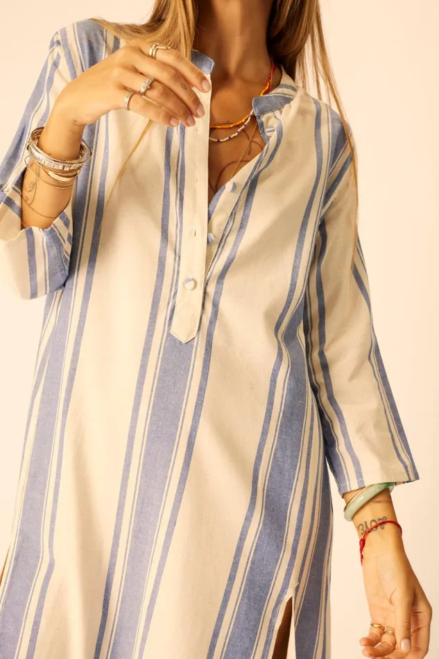 Isobel Dress French Stripe Blue Women Natalie Martin Coverups