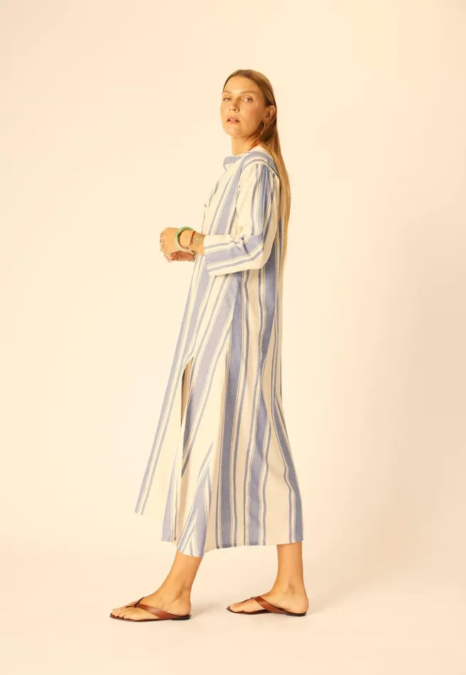 Isobel Dress French Stripe Blue Women Natalie Martin Coverups
