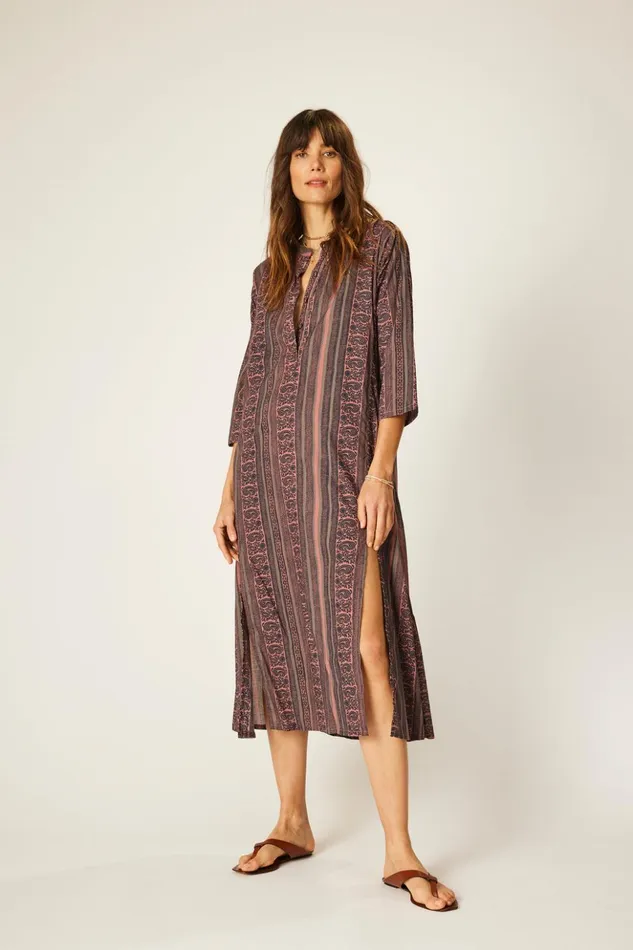 Isobel Dress Paisley Stripe Heather Women Natalie Martin Dresses