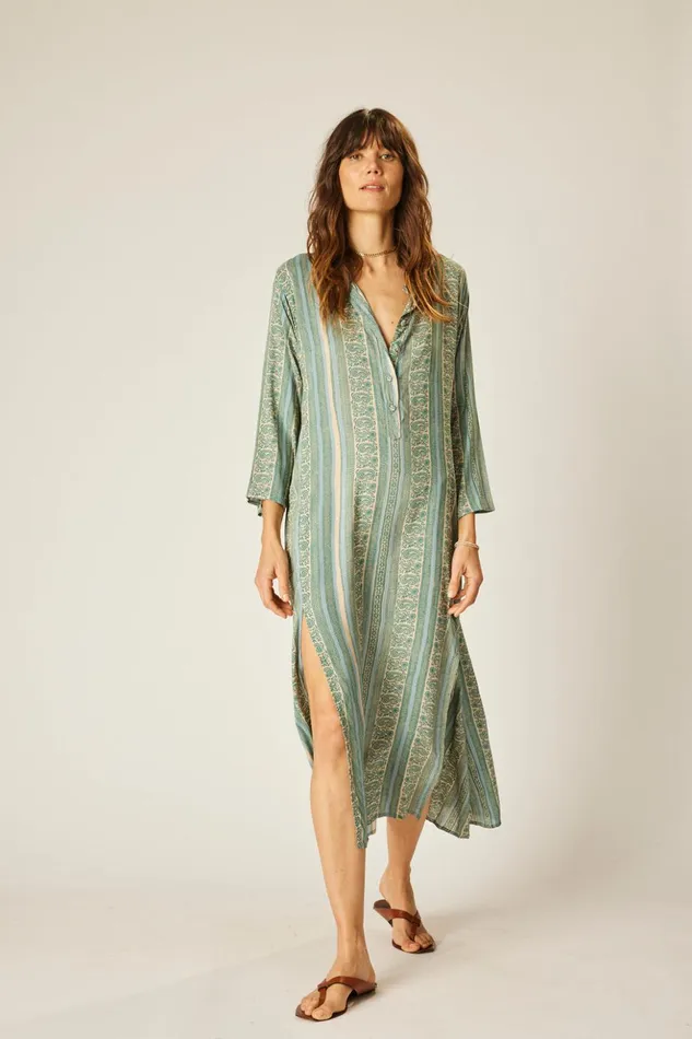 Isobel Dress Paisley Stripe Pool Women Natalie Martin Dresses