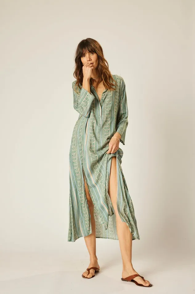 Isobel Dress Paisley Stripe Pool Women Natalie Martin Dresses