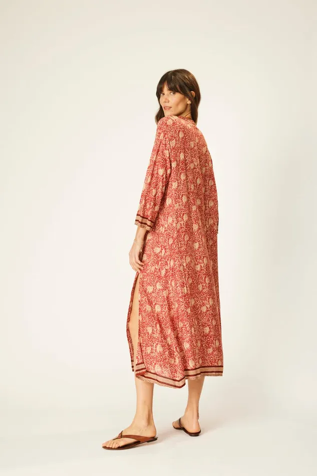 Isobel Dress Water Lily Terracotta Women Natalie Martin Coverups