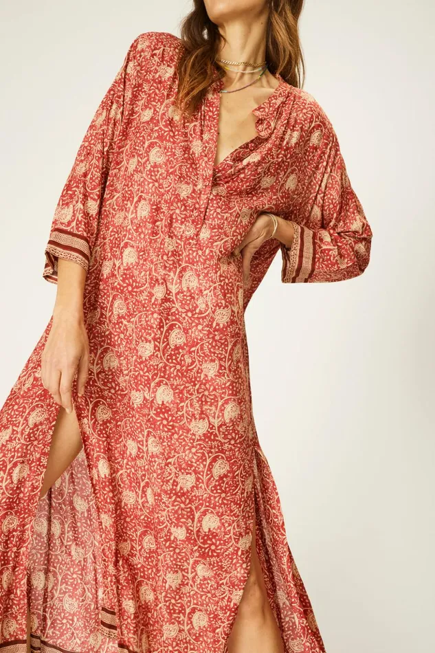 Isobel Dress Water Lily Terracotta Women Natalie Martin Coverups