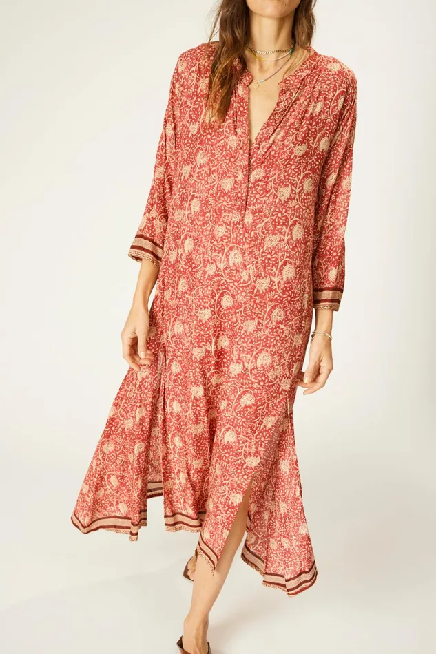 Isobel Dress Water Lily Terracotta Women Natalie Martin Coverups