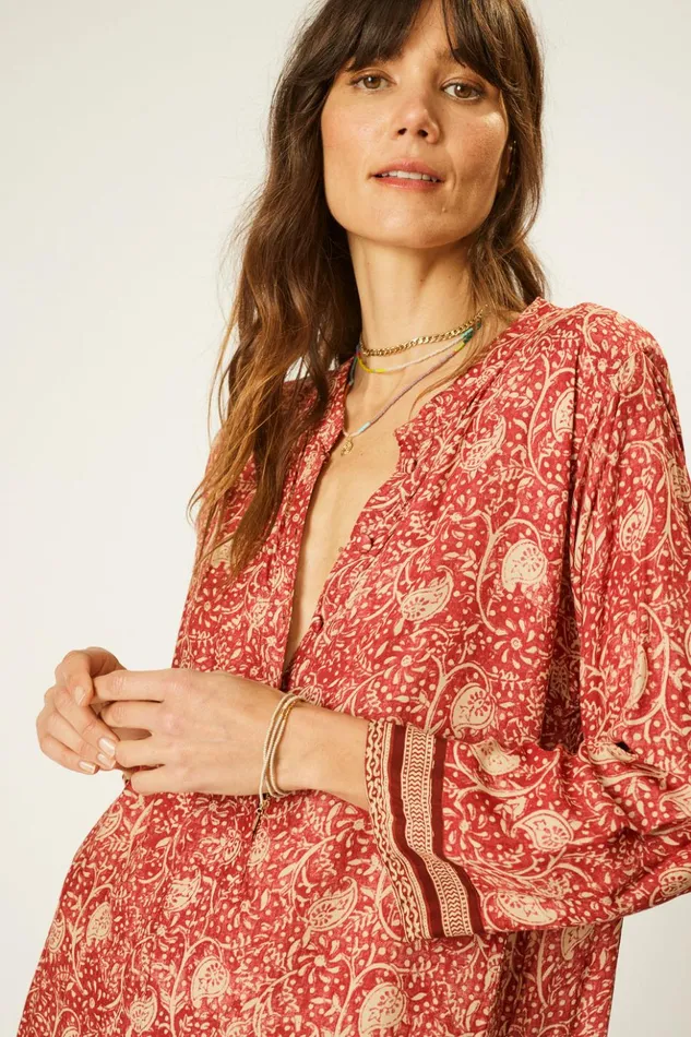 Isobel Dress Water Lily Terracotta Women Natalie Martin Coverups