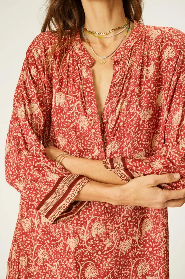 Isobel Dress Water Lily Terracotta Women Natalie Martin Coverups