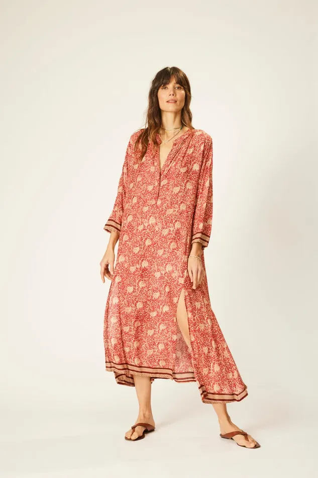 Isobel Dress Water Lily Terracotta Women Natalie Martin Coverups