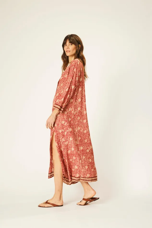 Isobel Dress Water Lily Terracotta Women Natalie Martin Coverups