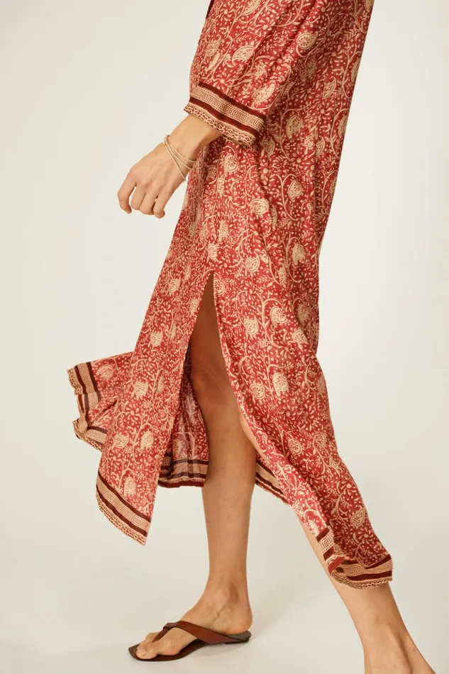 Isobel Dress Water Lily Terracotta Women Natalie Martin Dresses