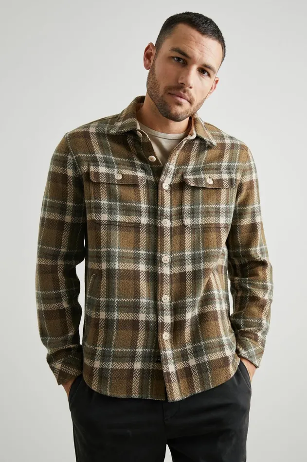 Jackets and Coats Men Rails Berkshire Shirt Jacket Dutch Sage Birch