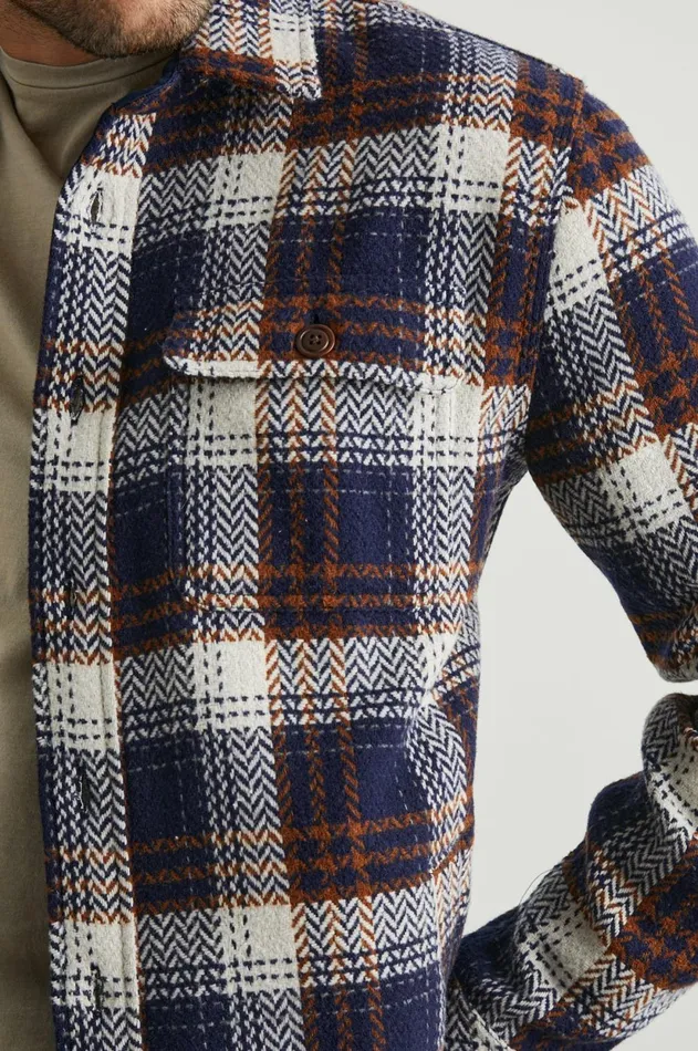 Jackets and Coats Men Rails Berkshire Shirt Jacket Navy Umber Cream