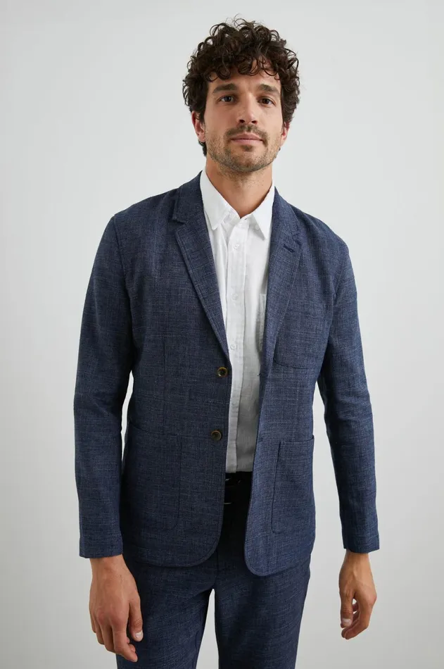Jackets and Coats Men Rails Idris Blazer Navy Melange