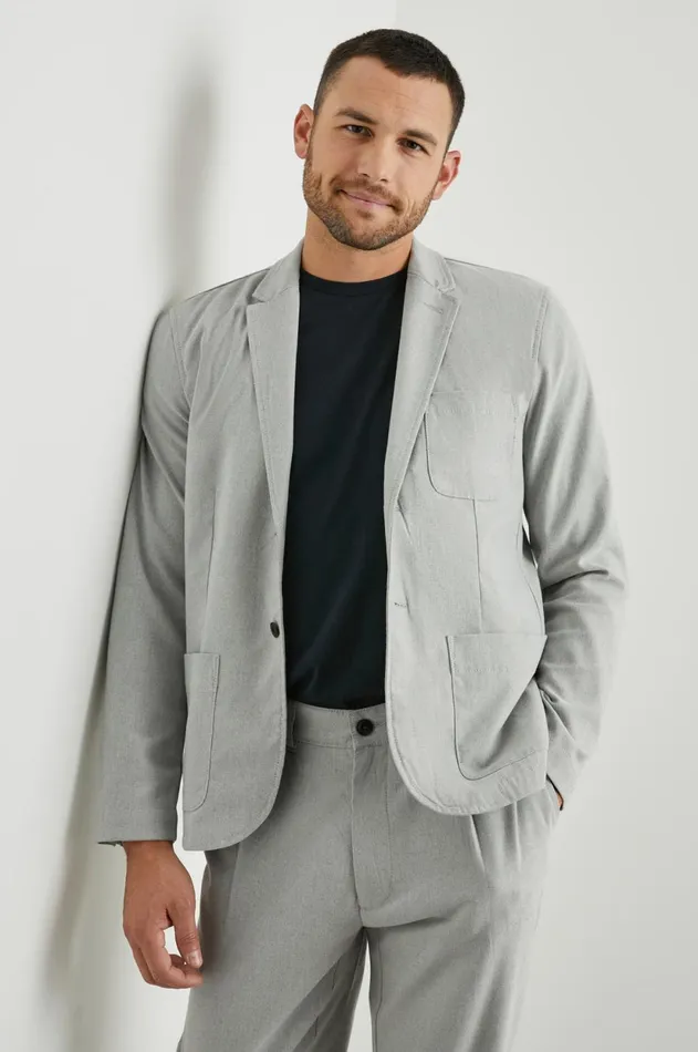 Jackets and Coats Men Rails Idris Blazer Soft Grey Melange