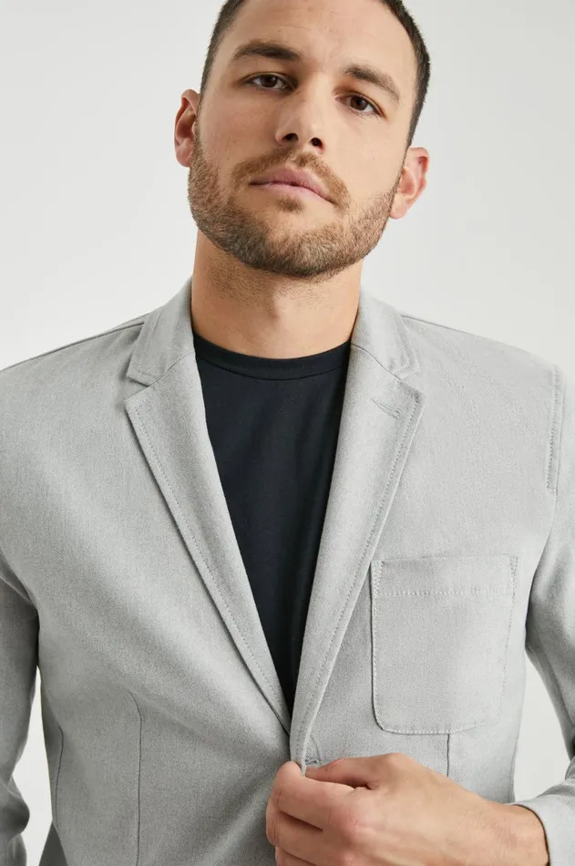 Jackets and Coats Men Rails Idris Blazer Soft Grey Melange