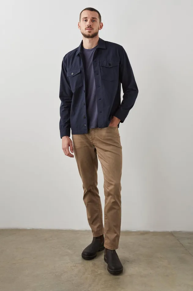 Jackets and Coats Men Rails Kerouac Shirt Jacket Navy Charcoal Pin Stripe