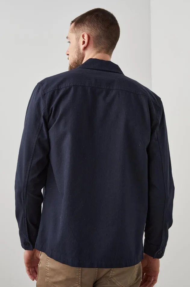 Jackets and Coats Men Rails Kerouac Shirt Jacket Navy Charcoal Pin Stripe