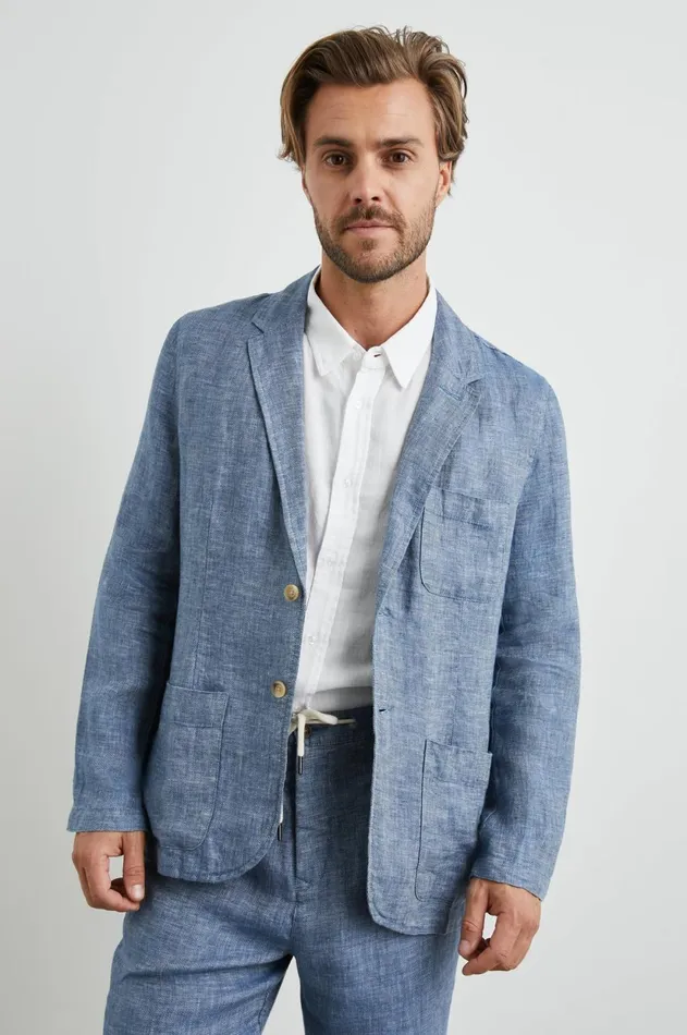 Jackets and Coats Men Rails Sorrento Blazer Blue Mirage