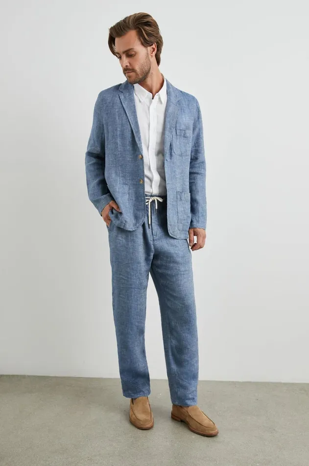 Jackets and Coats Men Rails Sorrento Blazer Blue Mirage