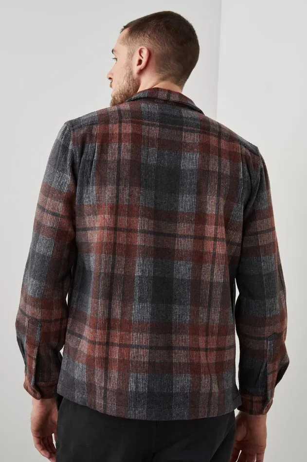 Jackets and Coats Men Rails Viggo Shirt Jacket Crimson Shadow Plaid