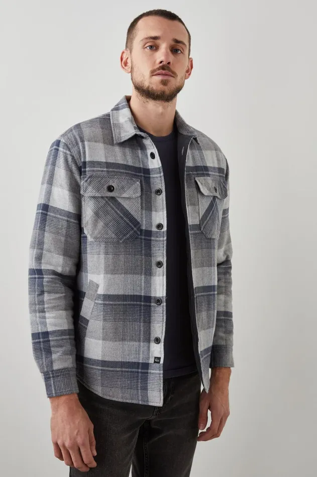 Jackets and Coats Men Rails Worthing Jacket Slate Mist Heather