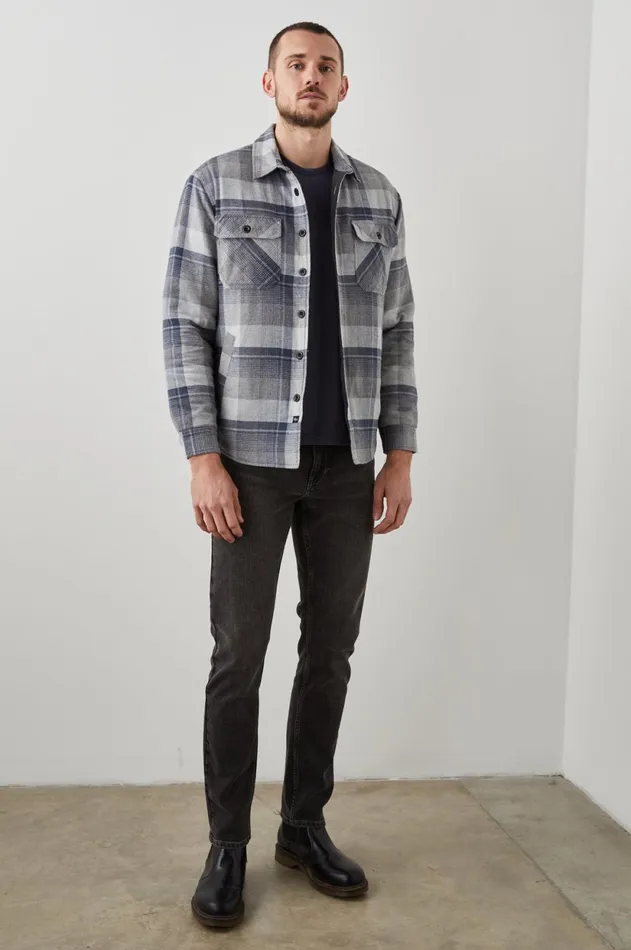 Jackets and Coats Men Rails Worthing Jacket Slate Mist Heather