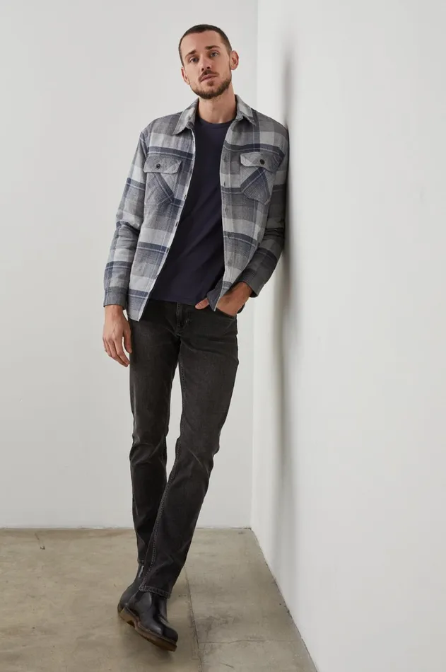 Jackets and Coats Men Rails Worthing Jacket Slate Mist Heather