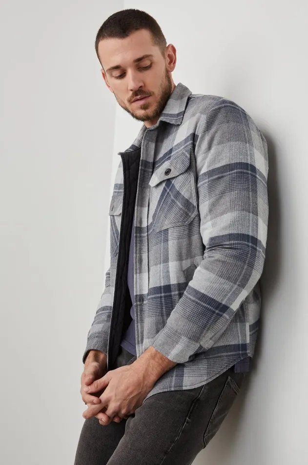 Jackets and Coats Men Rails Worthing Jacket Slate Mist Heather