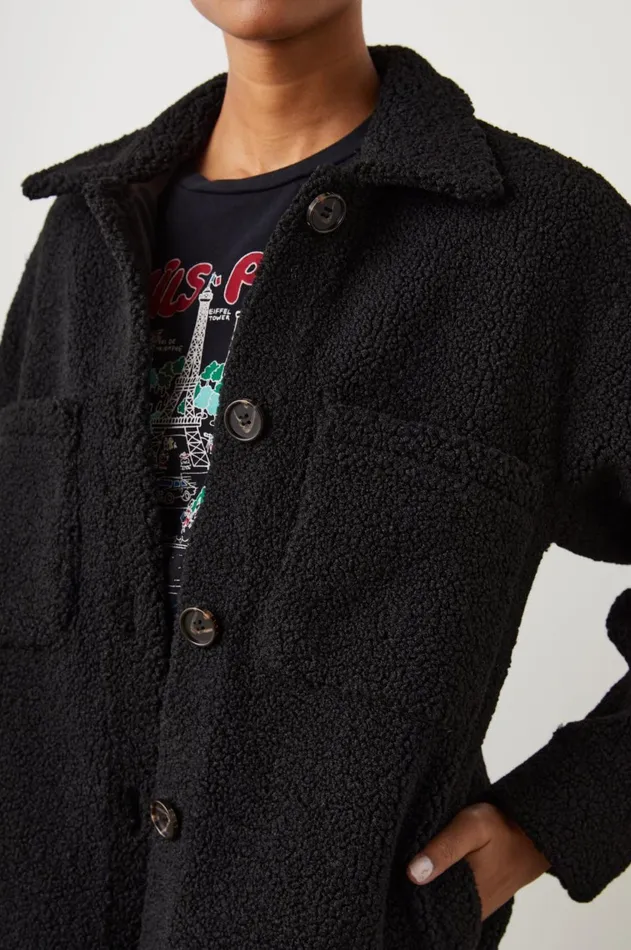 Jackets and Coats Women Rails Connie Shirt Jacket Black Teddy