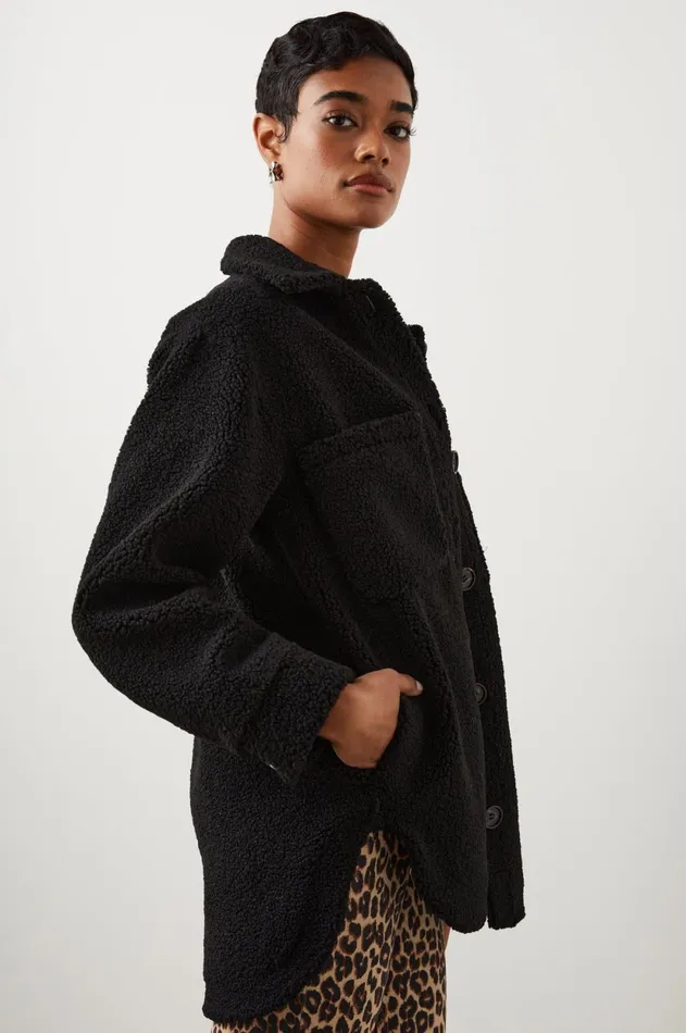 Jackets and Coats Women Rails Connie Shirt Jacket Black Teddy