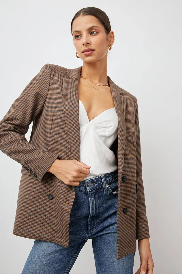 Jackets and Coats Women Rails Jac Blazer Camel Houndstooth