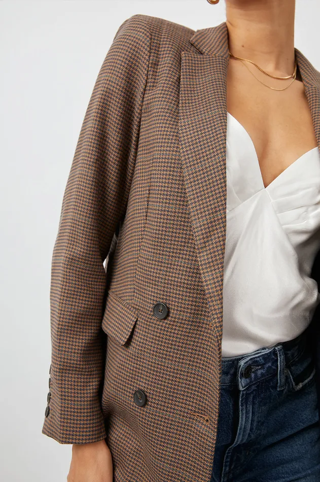 Jackets and Coats Women Rails Jac Blazer Camel Houndstooth
