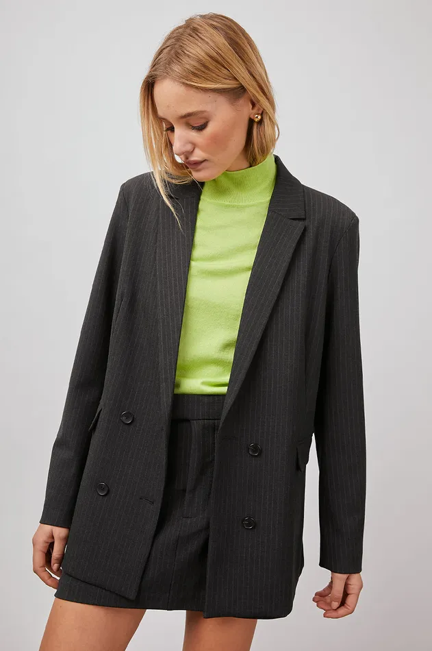Jackets and Coats Women Rails Jac Blazer Charcoal Pinstripe