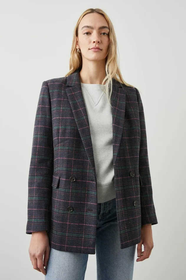 Jackets and Coats Women Rails Jac Blazer Graphite Chambray Pink