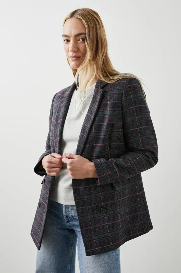 Jackets and Coats Women Rails Jac Blazer Graphite Chambray Pink
