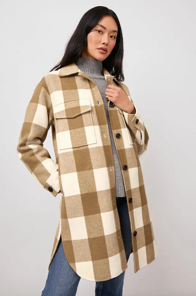 Jackets and Coats Women Rails Jaro Coat Ivory Camel Buffalo Check