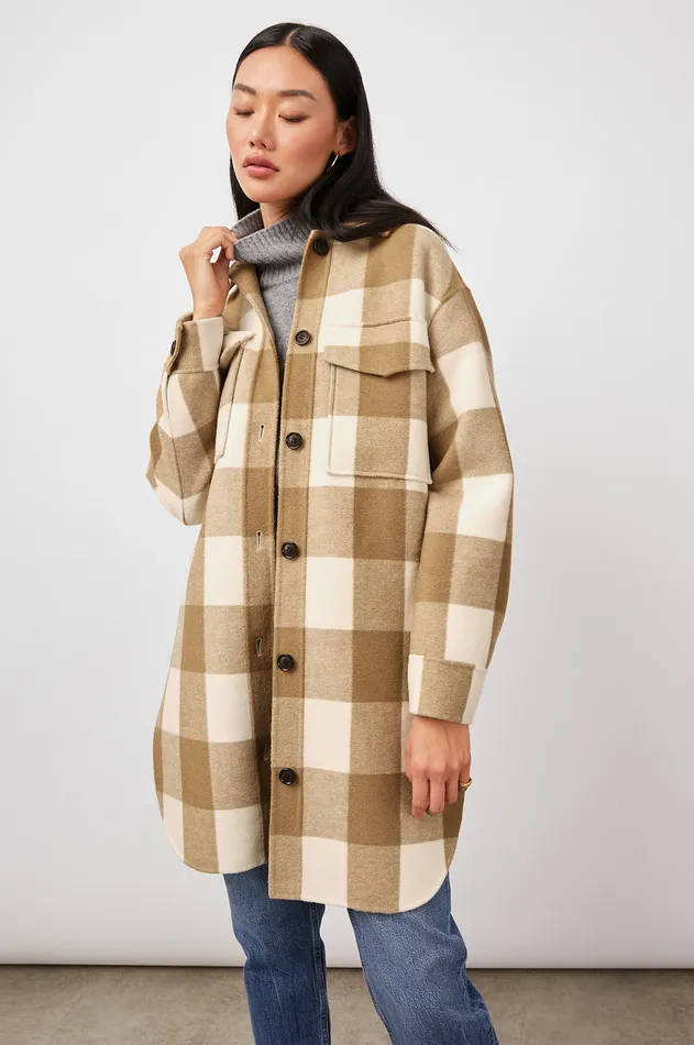 Jackets and Coats Women Rails Jaro Coat Ivory Camel Buffalo Check