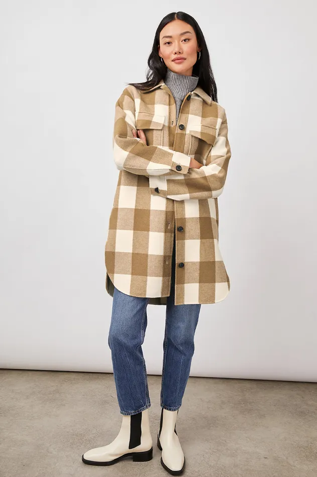Jackets and Coats Women Rails Jaro Coat Ivory Camel Buffalo Check