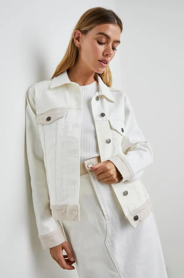 Jackets and Coats Women Rails Mulholland Jacket Ecru Patchwork
