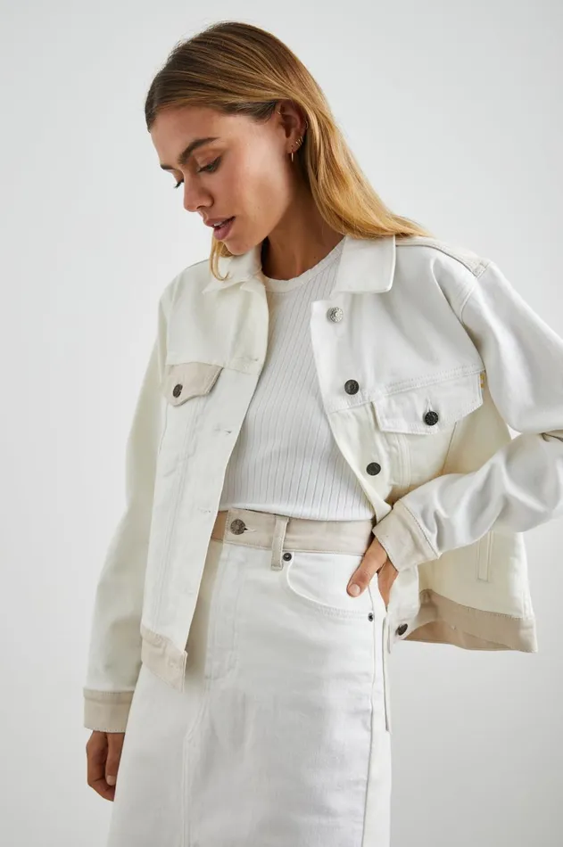 Jackets and Coats Women Rails Mulholland Jacket Ecru Patchwork