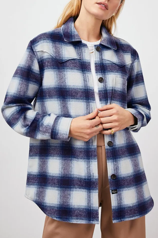 Jackets and Coats Women Rails Tripp Shirt Jacket Azure Sapphire