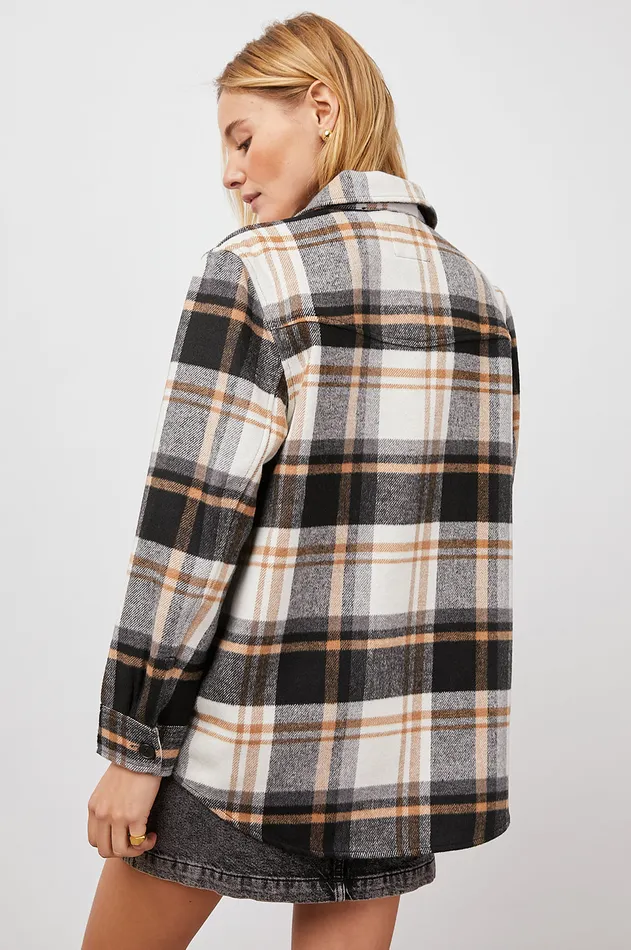 Jackets and Coats Women Rails Tripp Shirt Jacket Ivory Black Camel