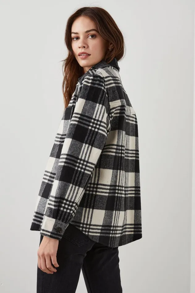 Jackets and Coats Women Rails Tripp Shirt Jacket Oyster Black