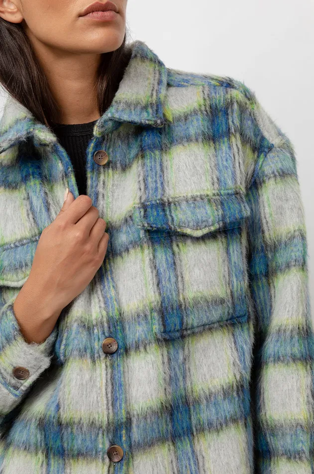 Jackets and Coats Women Rails Turner Shirt Jacket Cobalt Lime Smoke