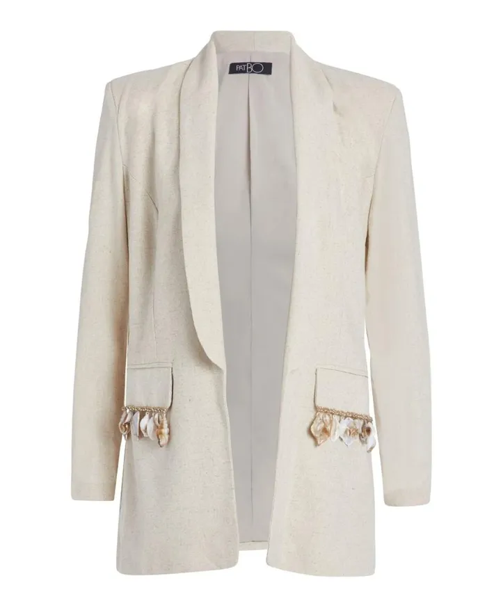 Jackets Women Patbo Seashell Beaded Boyfriend Blazer Natural