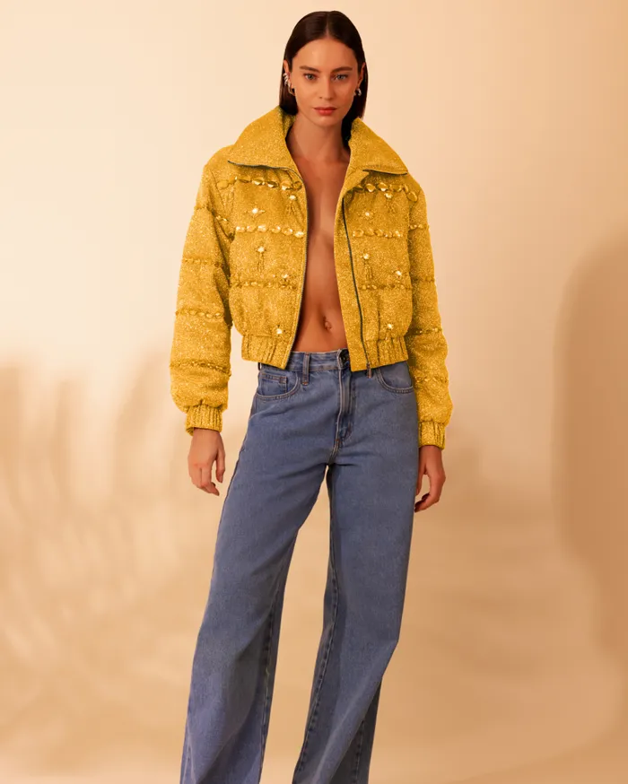 Jackets Women Patbo Stardust Beaded Bomber Yellow