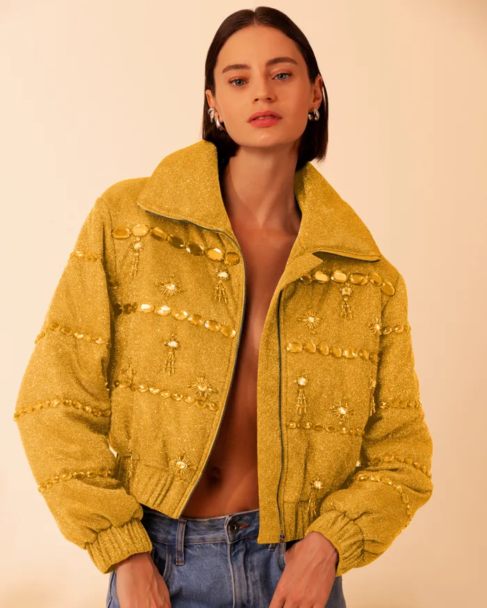 Jackets Women Patbo Stardust Beaded Bomber Yellow