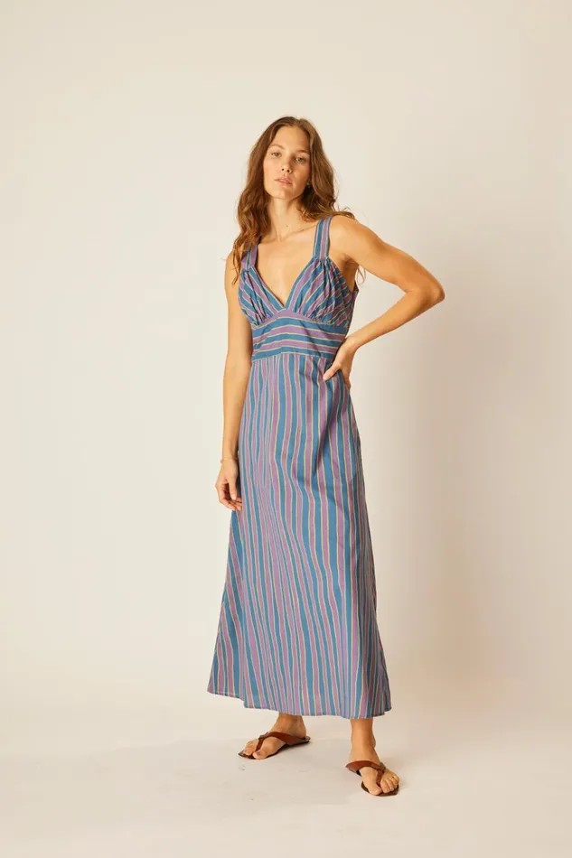 Jackie Dress Batik Stripe Lavender Women Natalie Martin Dresses